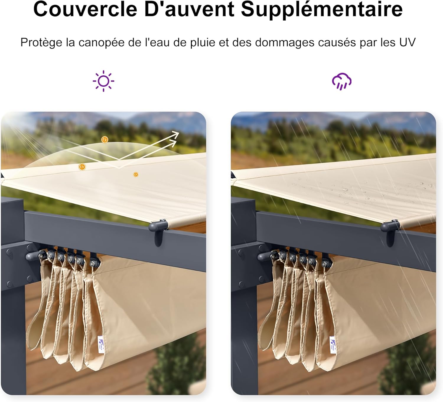 etezen - Pergola Kaki - 4x3m aluminium, toit rétractable, imperméable