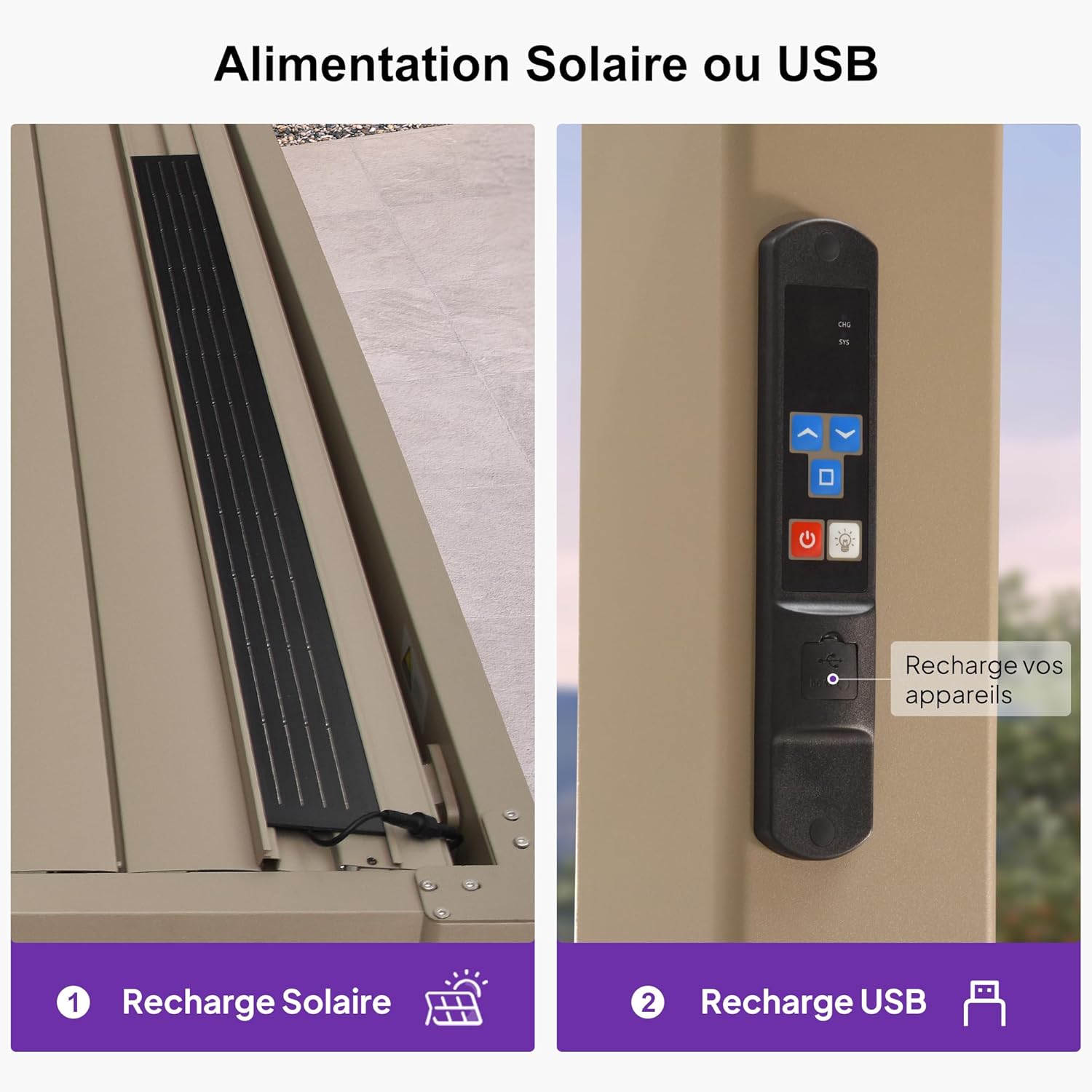 etezen - Pergola bioclimatique - 3x3,65m - LED, alu, lames orientables, étanche, anti-UV