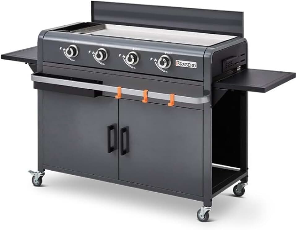 etezen - Plancha Lola sur chariot, 88x35,5cm, 4 brûleurs gaz, 9,6kW