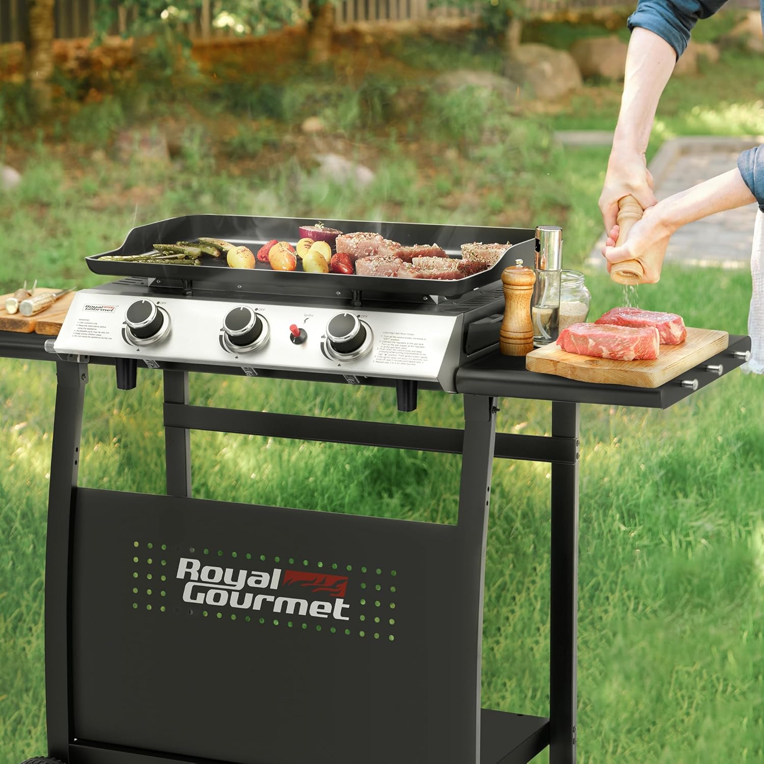 etezen - Plancha sur chariot 62x35,5cm - 3 brûleurs puissants 7,5kW