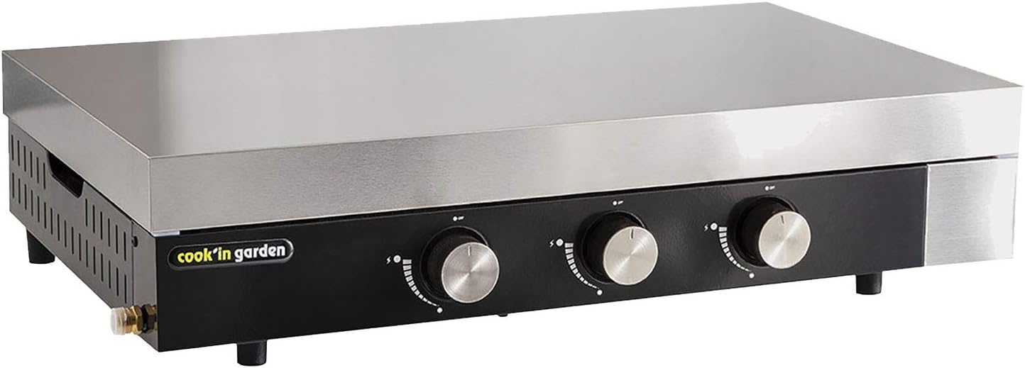 etezen - FINESTA - plancha gaz 3 brûleurs, plaque fonte, capot, récupérateur