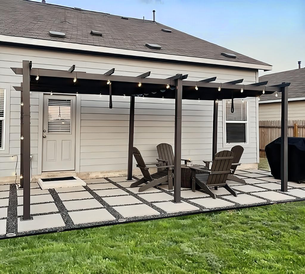 etezen - pergola aluminium - 5,5x3 m - toit coulissant, tissu teint