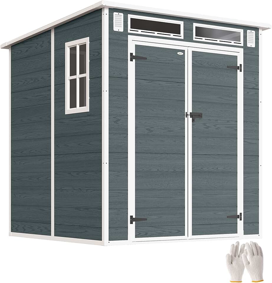 etezen - abri de jardin résine 3,3m² double porte, fenêtres, plancher
