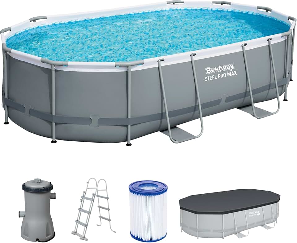etezen - Steel Pro Max - 488x305x107 cm - Piscine hors sol gris