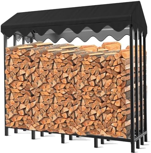 etezen® Range-bûches d'Extérieur avec Housse de Protection Intégrée, 185 x 70 x 185 cm, Capacité 2,4 m³