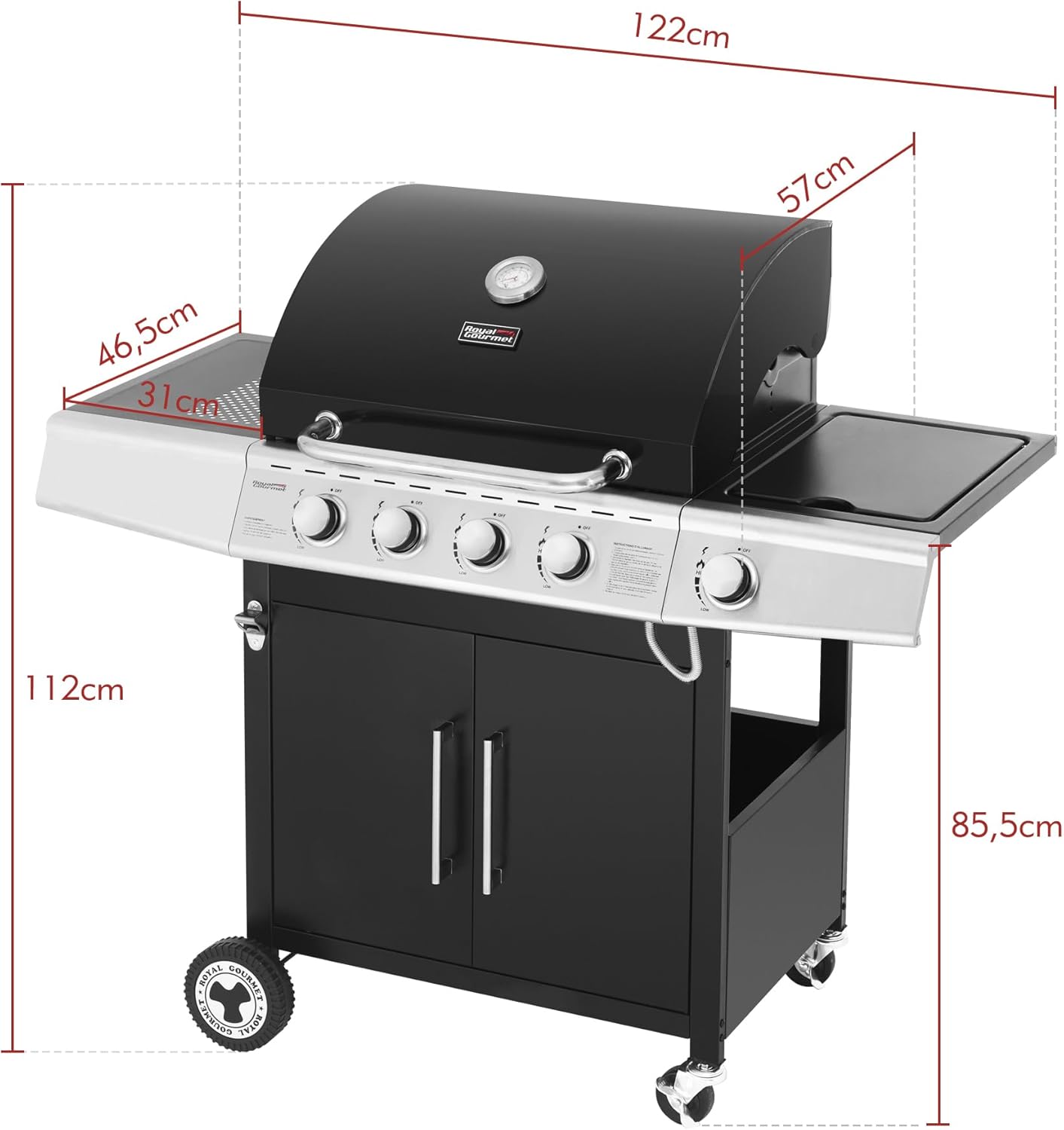 etezen – Barbecue Série 4+1 – 14,5kW, inox, tablettes, 2 portes