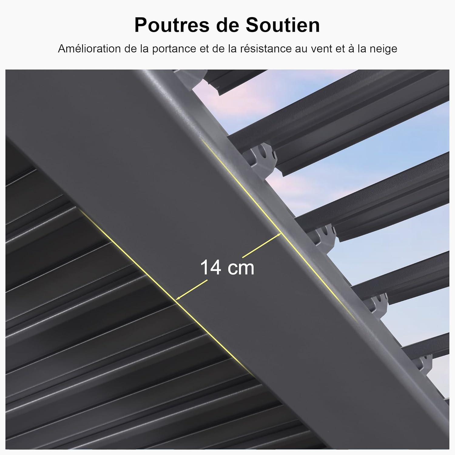 etezen - pergola bioclimatique - 3x3,65m - aluminium, lames orientables, gris