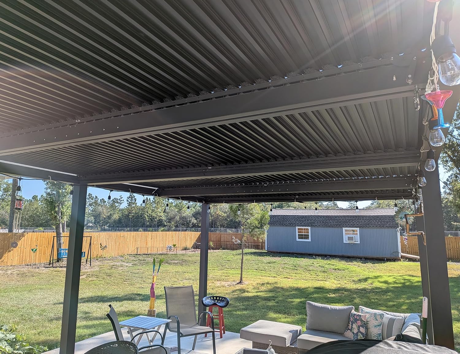 etezen - Pergola bioclimatique - 6x3,68m - éclairage intégré, aluminium, lames orientables