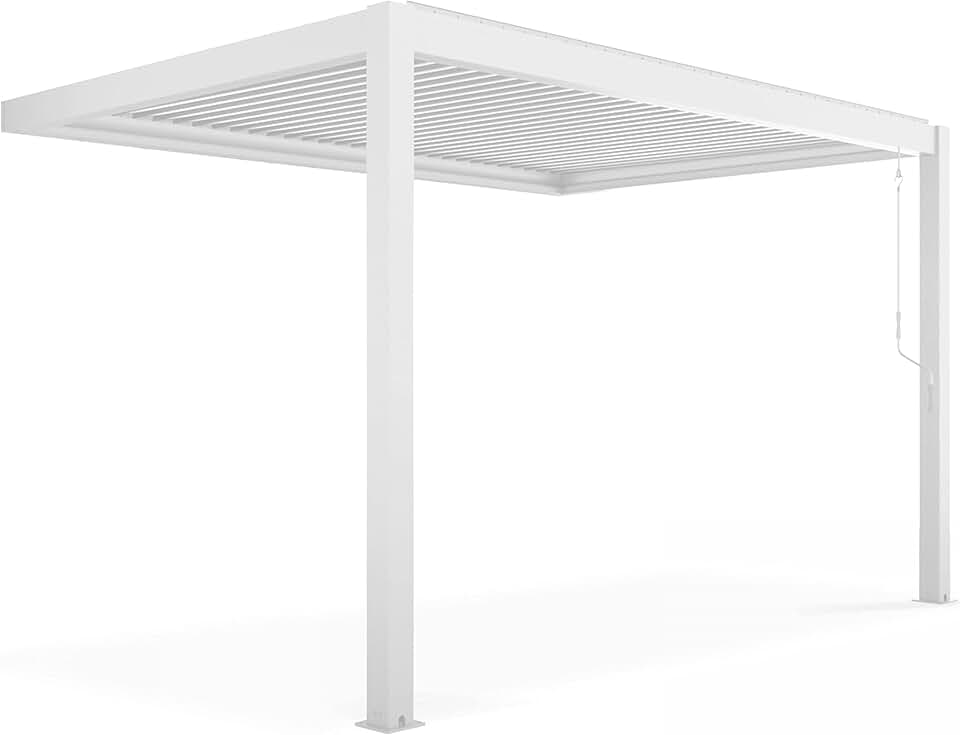 etezen - Pergola bioclimatique adossée - 3x4 m - aluminium blanc