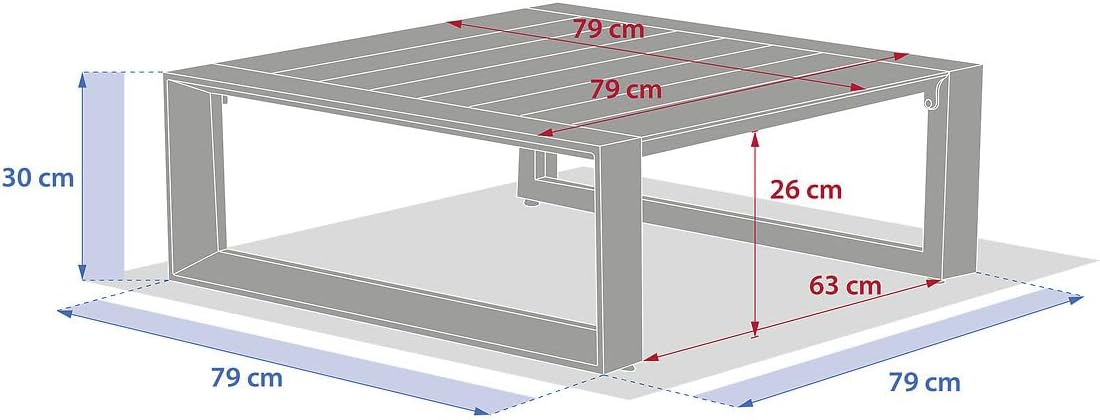 etezen - Allure table basse jardin 79x79x30 cm - aluminium époxy
