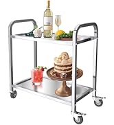 etezen Chariot de Service INOX Service desserte de Cuisine à roulettes avec roulettes, 2 étagère...