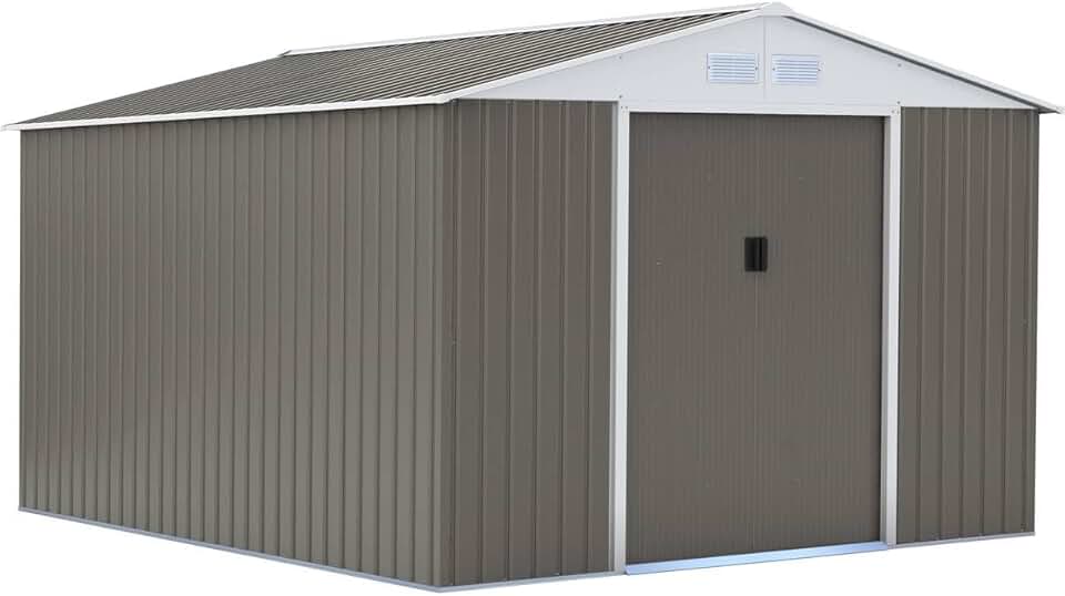 etezen - etezen - 15,16 m² - Abri de jardin métal gris/taupe/blanc - 1299_74728