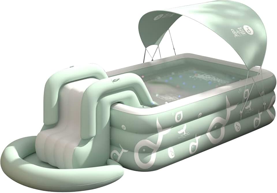 etezen Piscine d'Été Ombragée Gonflable avec Toboggan Intégré - Piscine Extérieure pour Enfants et Adultes