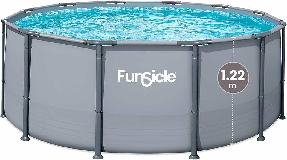 etezen Piscine Tubulaire Ronde Grise Ø3,66m x h1,22m