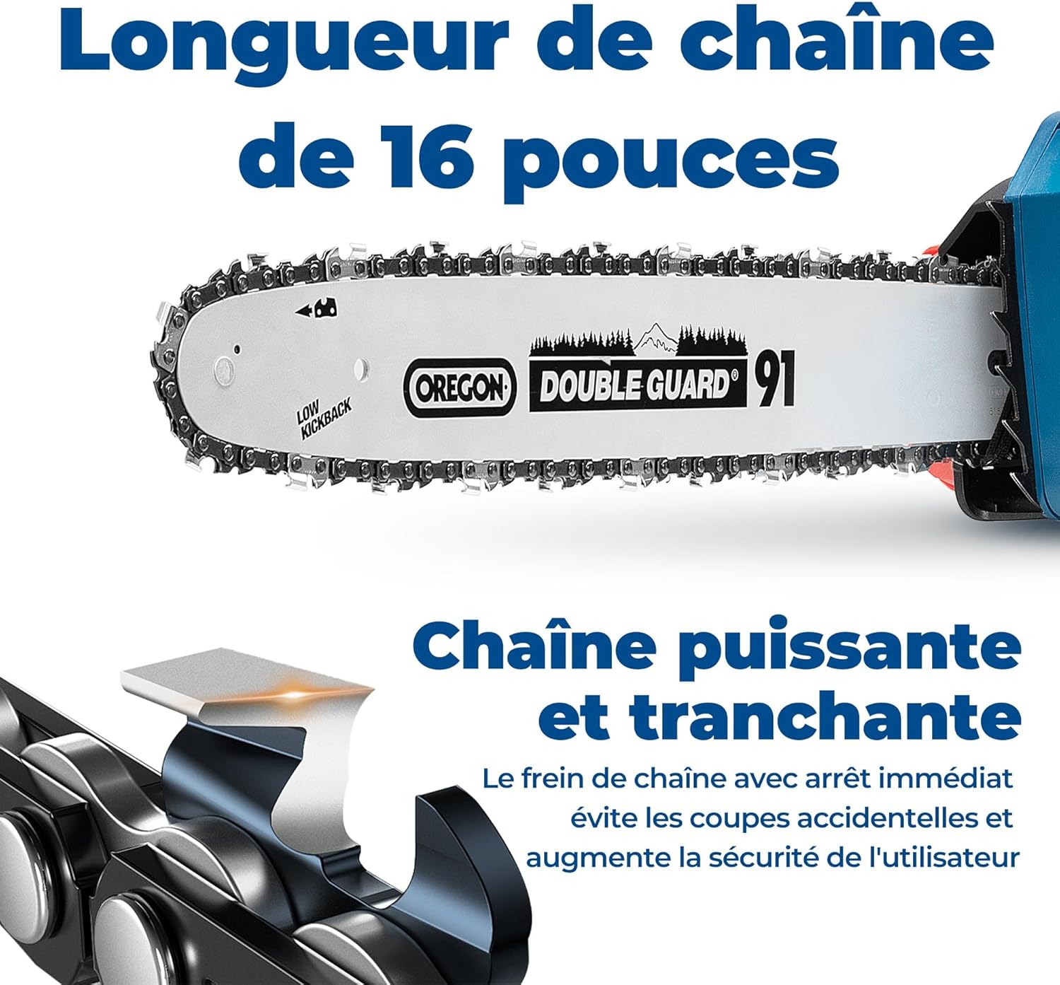 etezen - Tronçonneuse sans fil 40V - 38 cm - Moteur brushless, 2 batteries 4 Ah