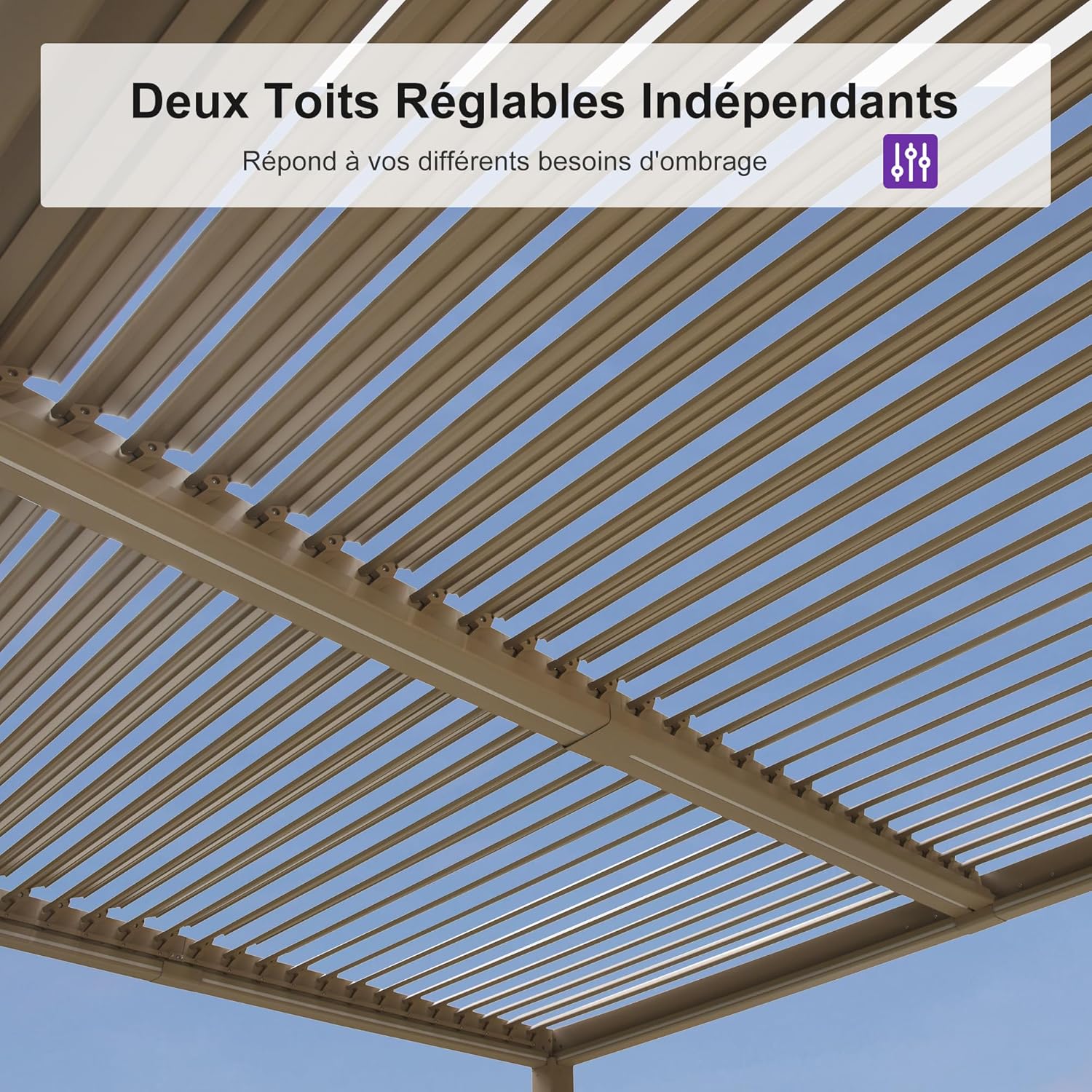 etezen - pergola bioclimatique LED - 3x4,25m - aluminium, lames orientables, anti-UV, sans entretien