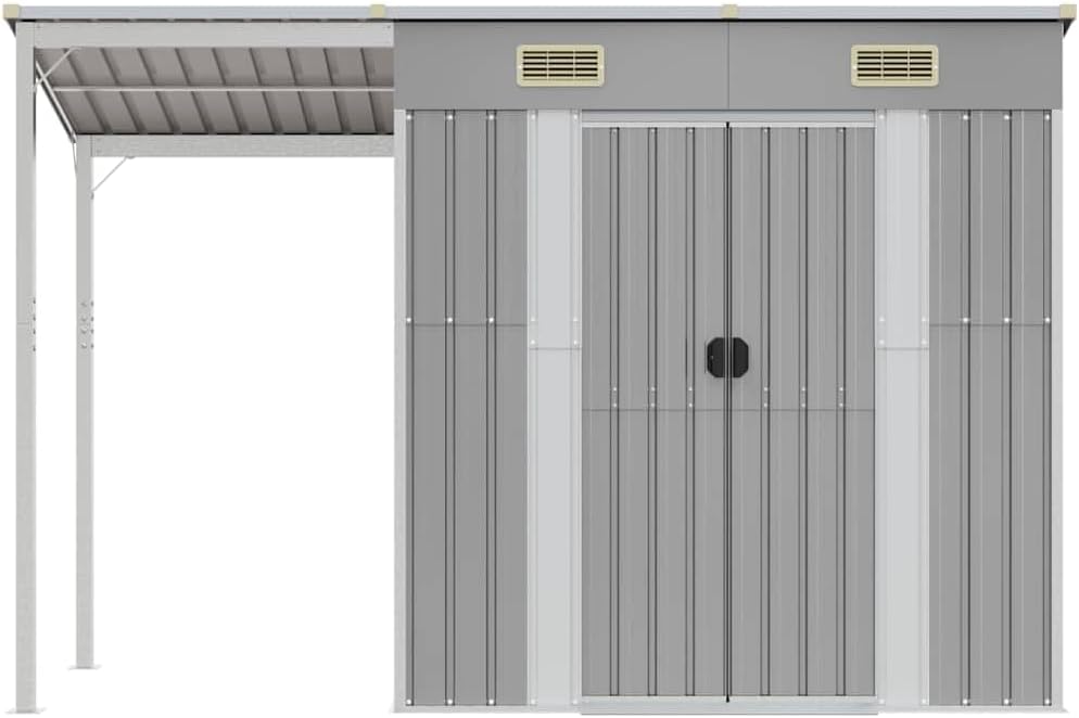 etezen Abri de Jardin avec Toit prolongé Gris Clair 277x107x181 cm, Maison & Jardin, Pelouses & Jardins, Vie en extérieur, Structures extérieures, Cabanes & abris de Jardin, Gris, (Poids 41.56KG)