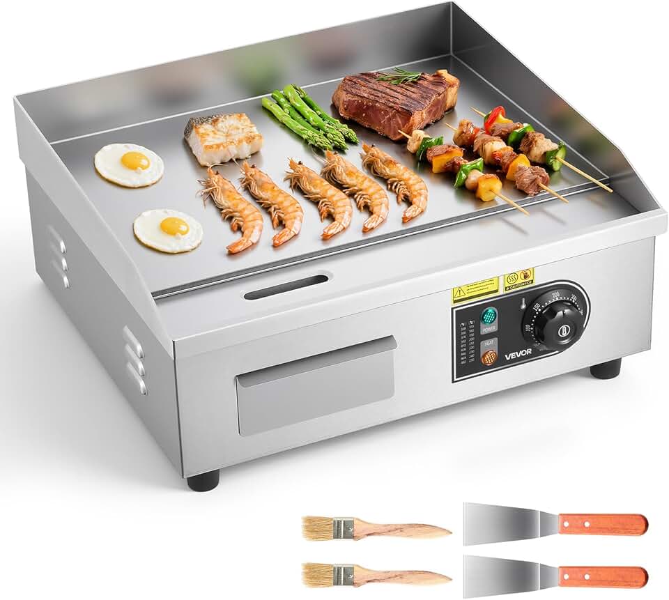 etezen - plancha électrique 2800W - 45x30cm - température réglable, accessoires inclus