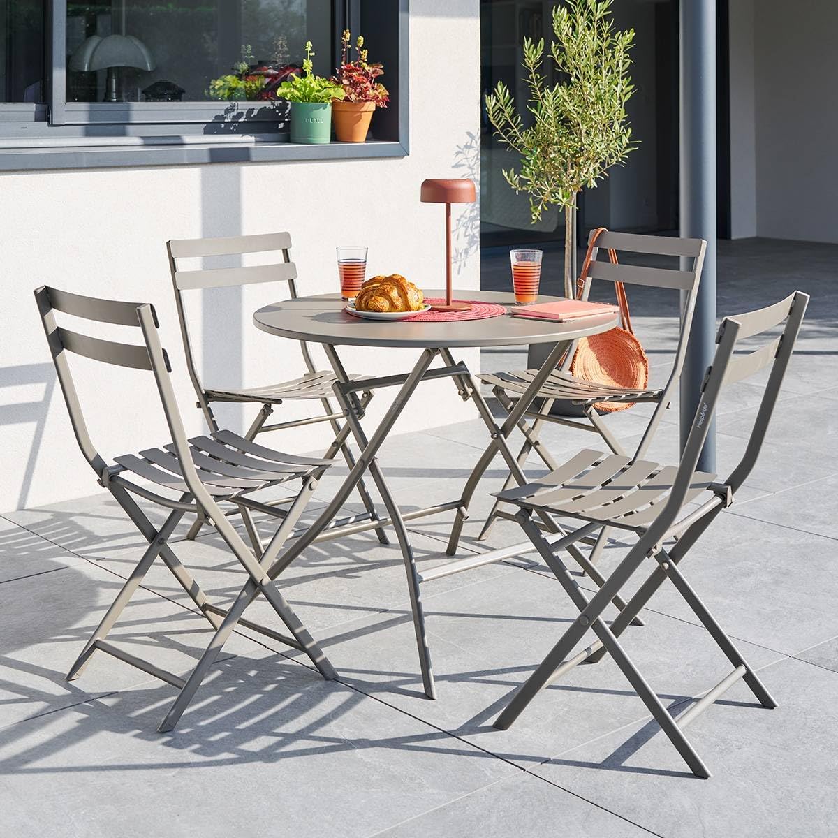 etezen - Greensboro - table pliante ronde acier antirouille 4 places