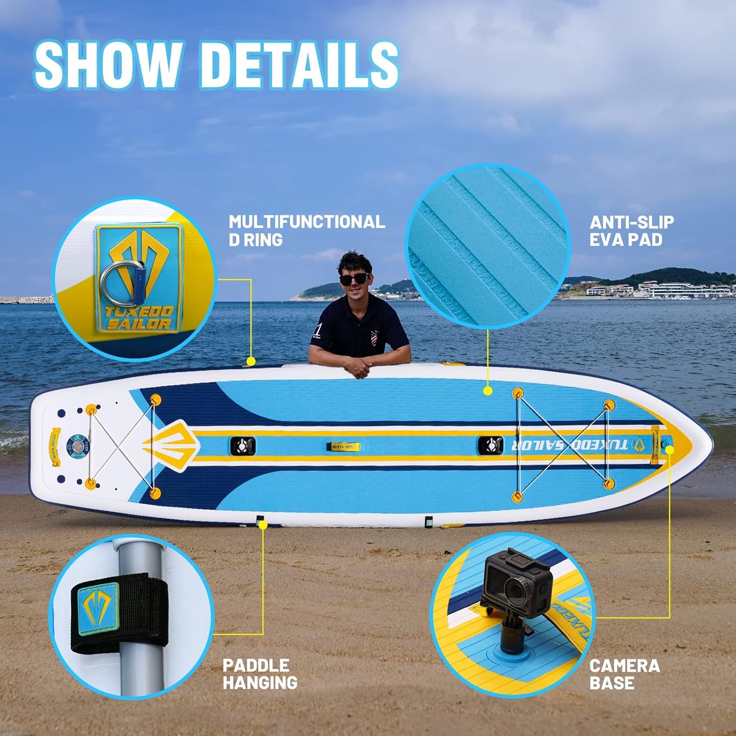 etezen - Paddle gonflable adulte - sup 320x80x15cm - planche stable, accessoires complets
