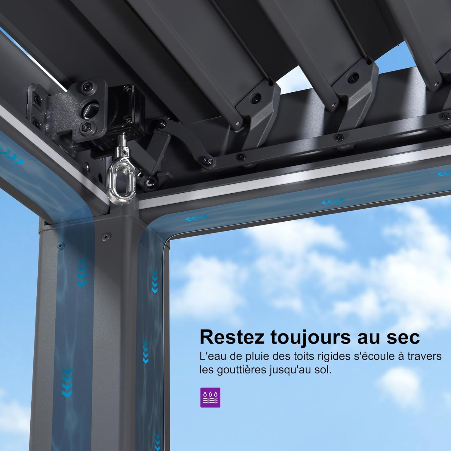 etezen - Pergola bioclimatique - 3,5x5,5m - alu, lames LED, étanche