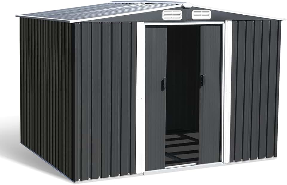 etezen - Abri de jardin 5,3m² acier galvanisé avec base