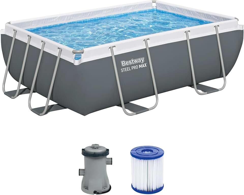 etezen Steel Pro Max Kit Piscine Hors Sol - 282 cm x 196 cm x 84 cm - Gris
