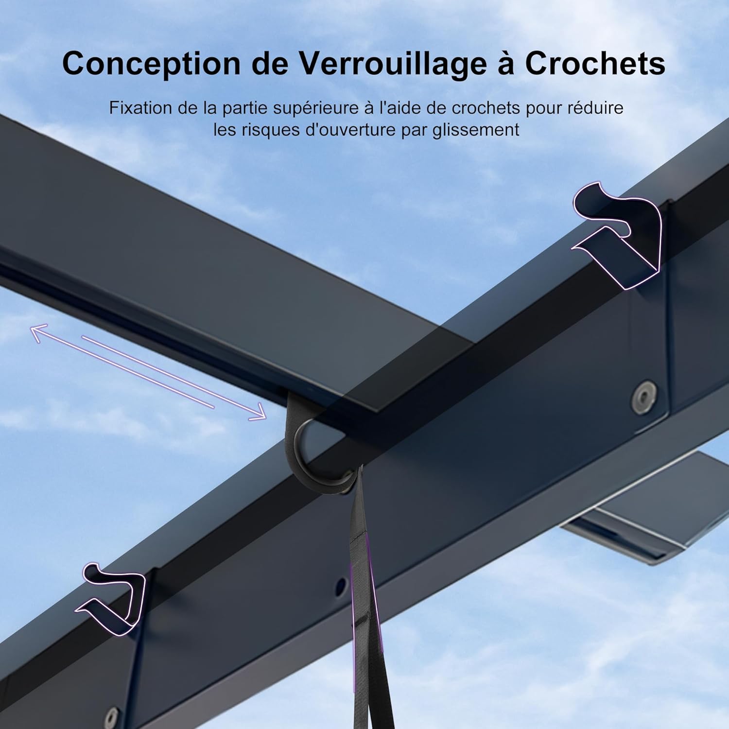 etezen - Pergola aluminium série - 4x3m - toit rétractable, imperméable, gris