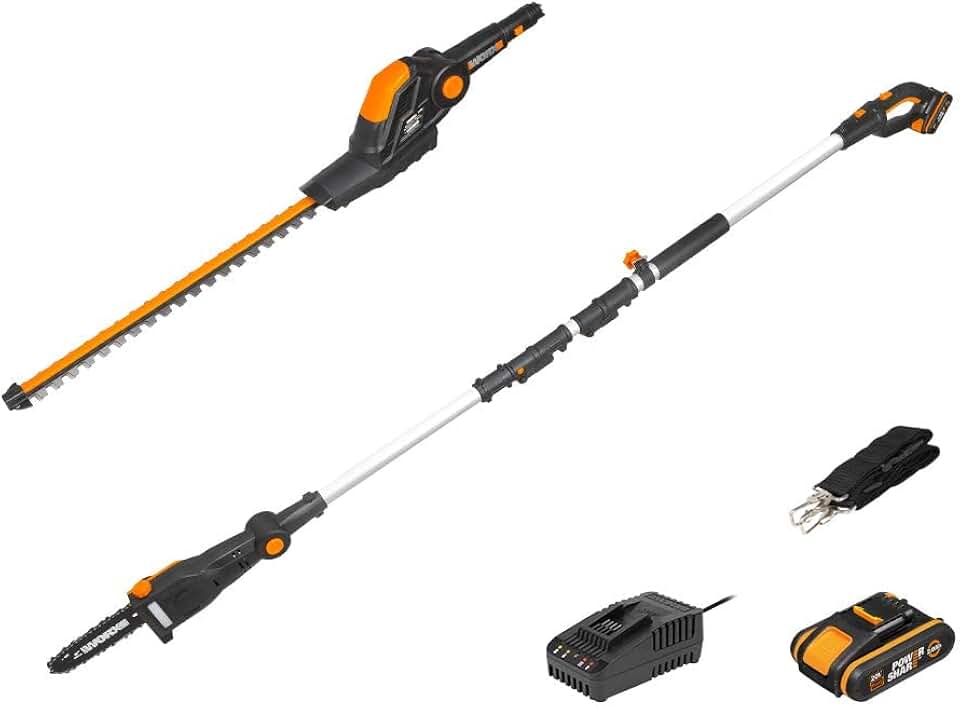 etezen - Set WG908E - taille-haie 45cm & élagueuse 20cm sur perche 1.8-2.3m WG908E