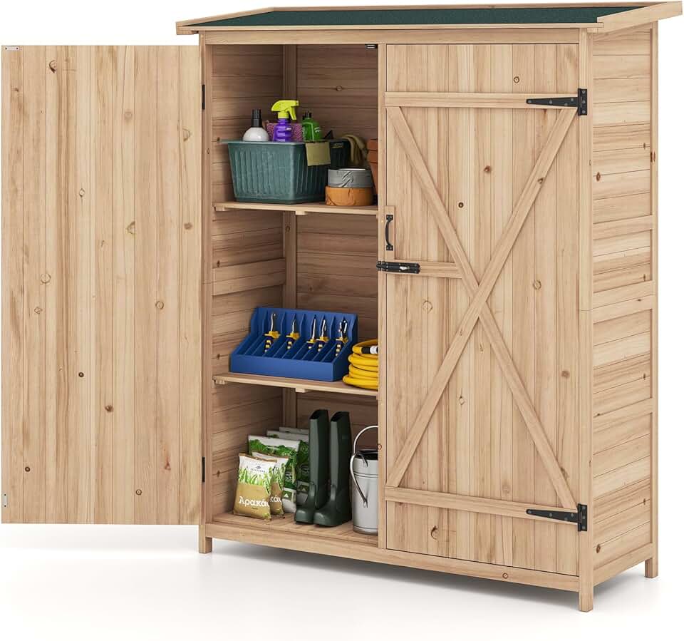 etezen - Abri de jardin bois - 75x56x178cm - étagères amovibles, toit asphalte, loquet, résiste à l'eau