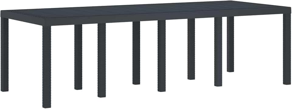 etezen - Table de jardin rectangulaire - 250x100x73 cm - poly rotin durable anthracite