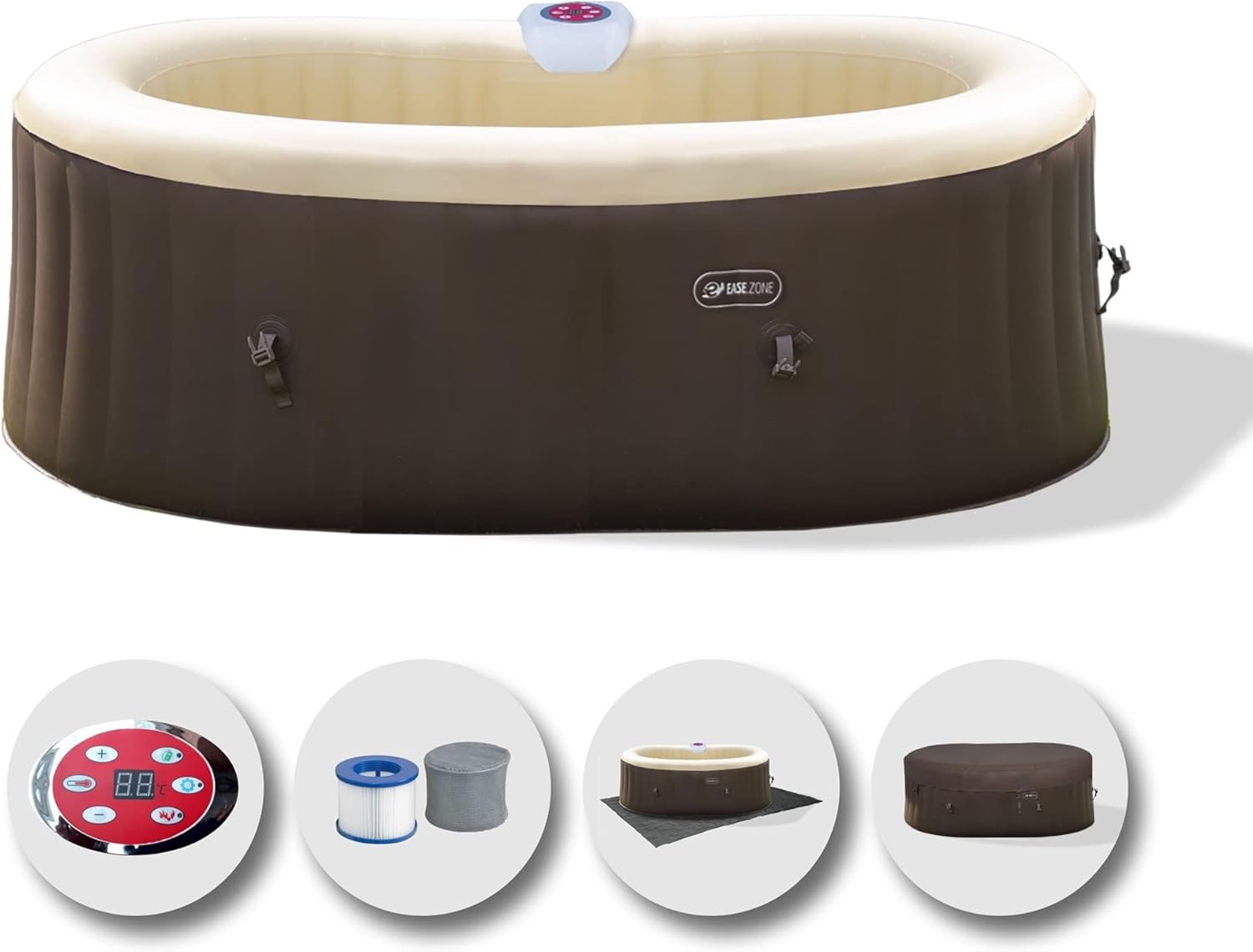 etezen - Bain à remous Ovale - 190x120x65 cm - Pompe 30 W, 550 L