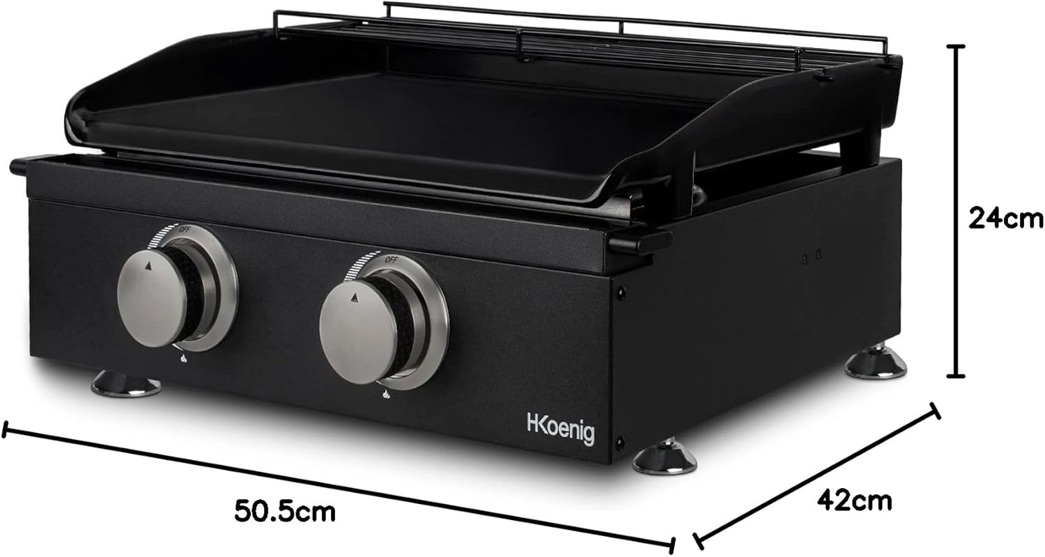 etezen - plancha gaz 2 brûleurs - acier inox, fonte, jusqu'à 350°C - PLX1022
