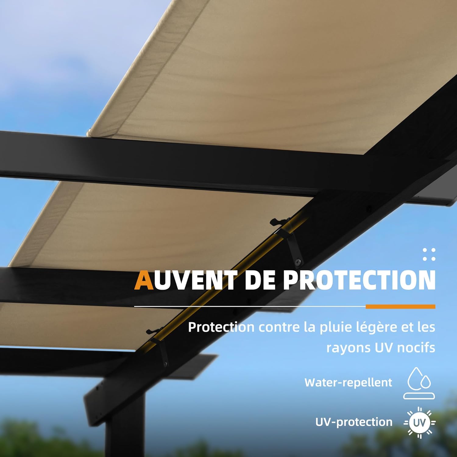 etezen - Pergola aluminium 4x3m, toit rétractable, éclairage intégré