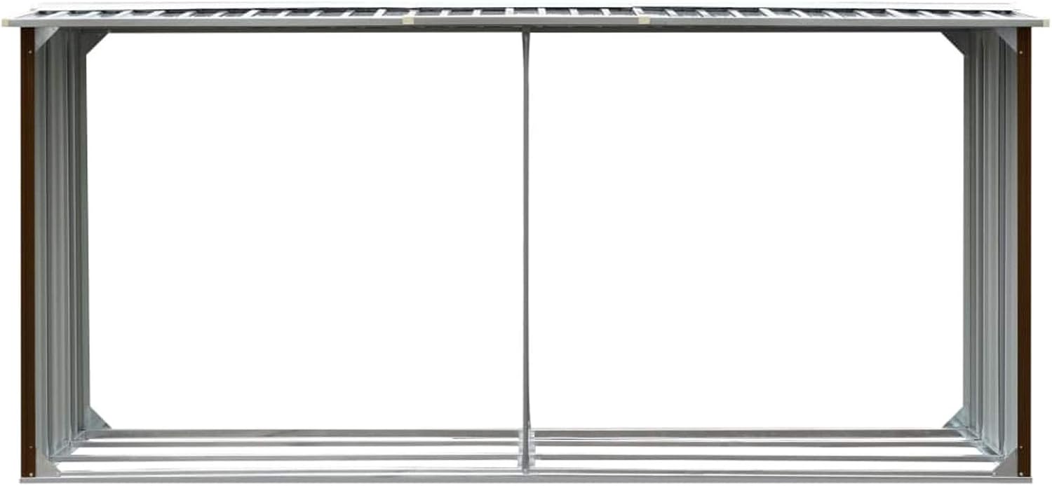 GuyAna Abri de Stockage de Bois Acier galvanisé 330x92x153 cm Marron Abris De Jardin,Abri De Stockage pour Jardin,Abri D'Outils De Jardin