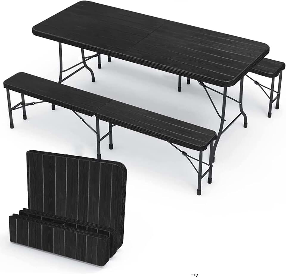 etezen - Ensemble table pliante 8 personnes - table + 2 bancs - pour terrasse, jardin et camping - etezen