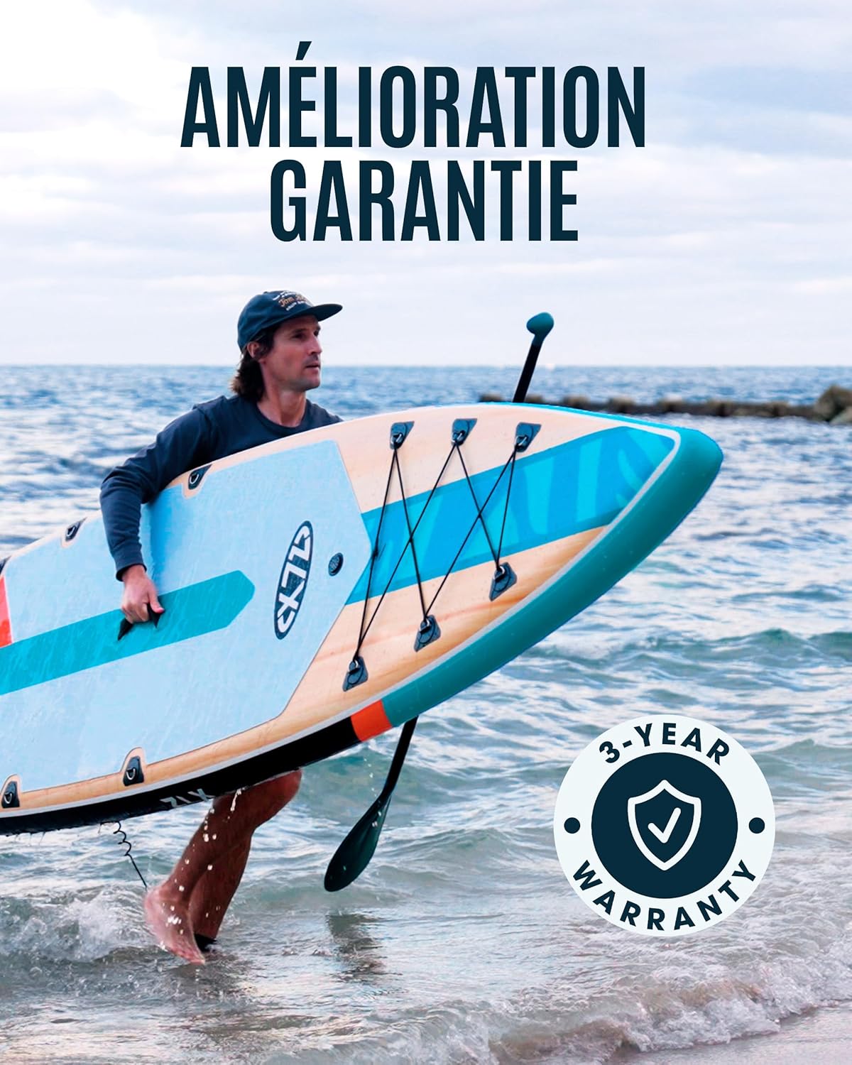 ZLX - Planche Touring - 350cm - Paddle gonflable, siège kayak, 180kg, longue distance