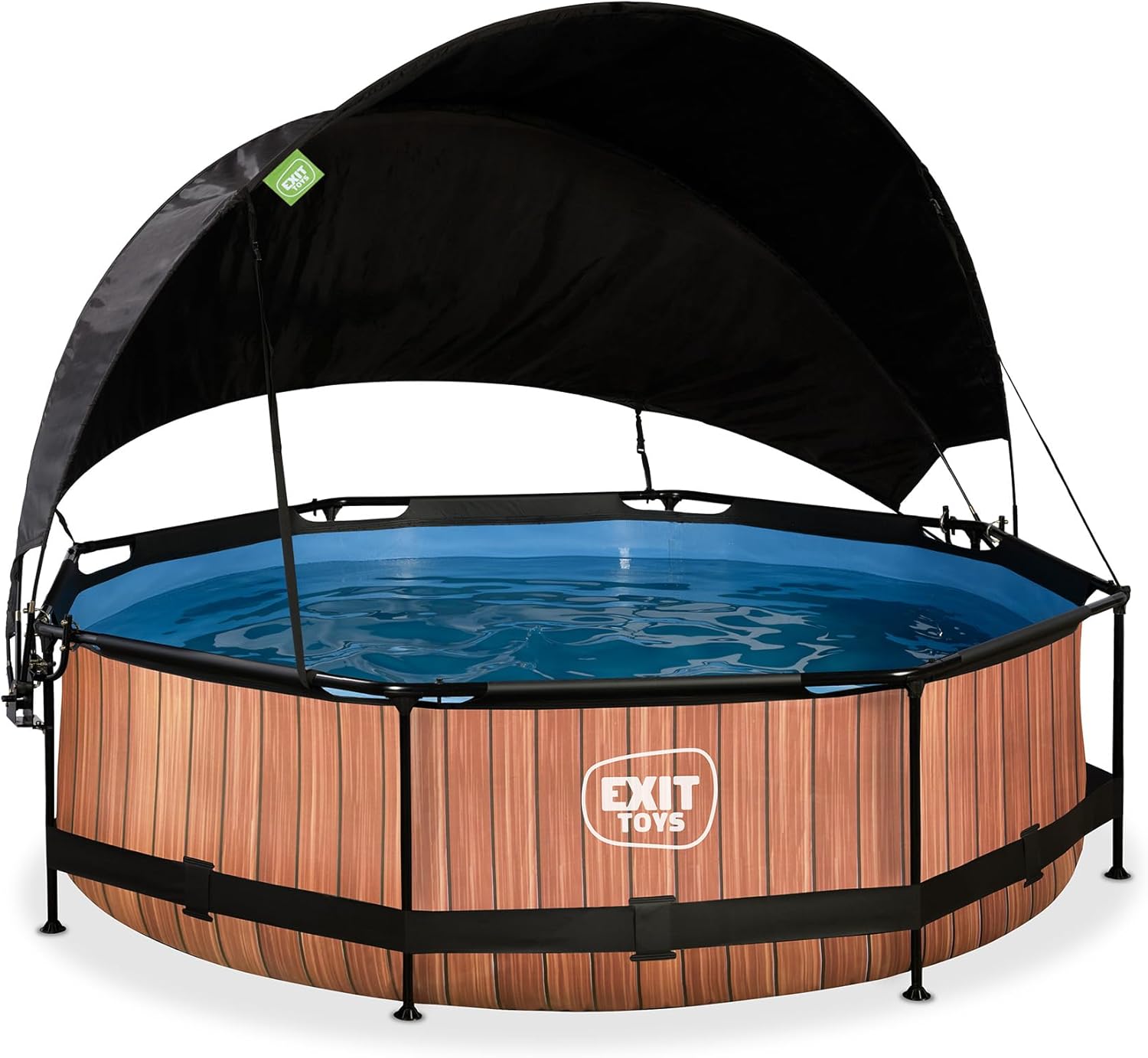 etezen - Piscine Wood série - ø300x76cm - voile d’ombrage, pompe filtrante, UV, entrée basse - Marron