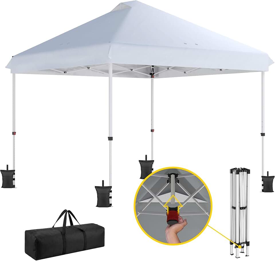 etezen - Tonnelle Pliante Pop-up - 3x3m - UPF50+, Hauteur réglable, Blanc
