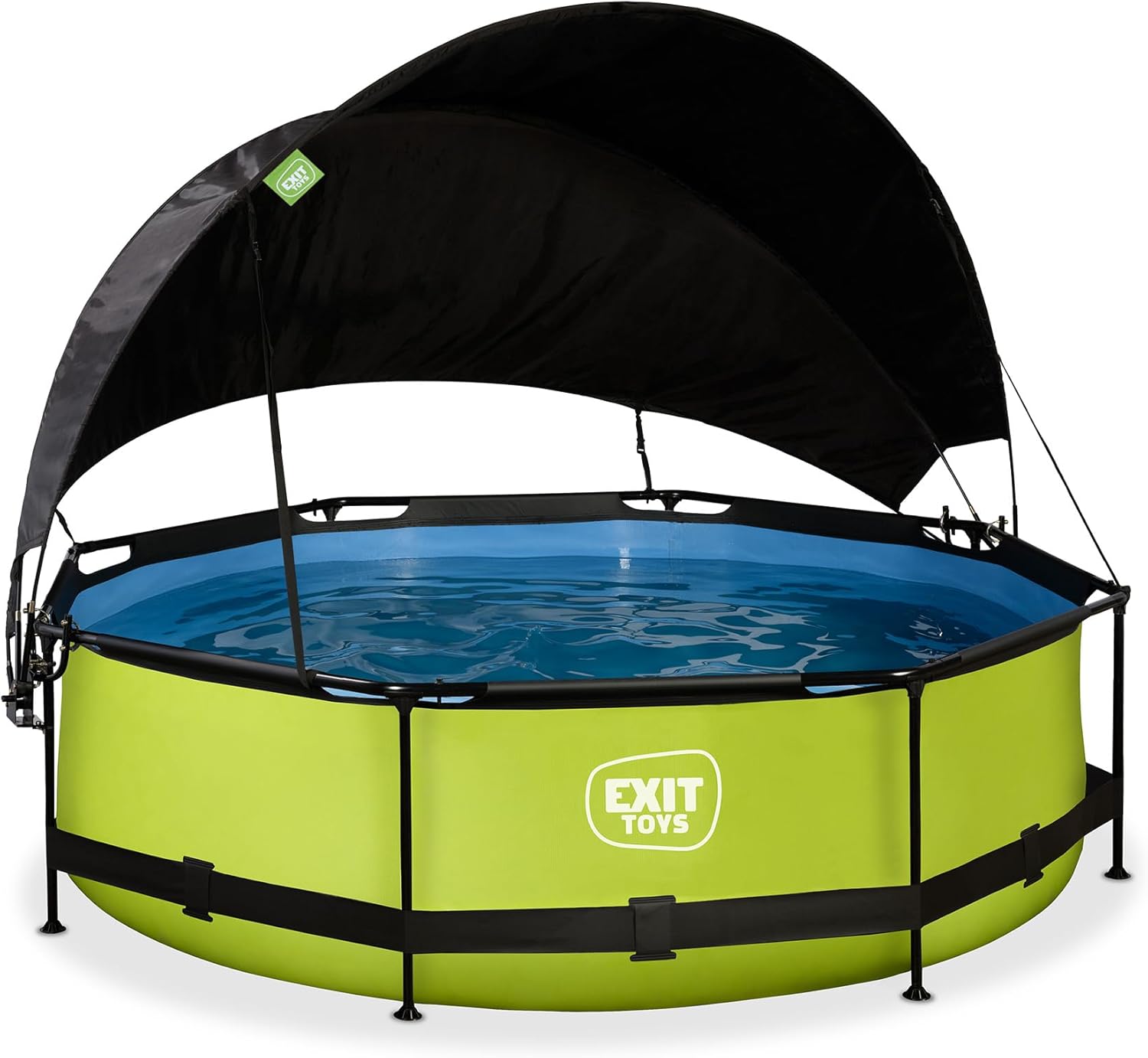 etezen Piscine Lime avec Voile d'Ombrage - ø300x76cm - Piscine Hors Sol Ronde avec Pompe Filtrante à Cartouche - Protection Optimale Contre Les Rayons UV - Entrée Basse - Design Unique - Vert