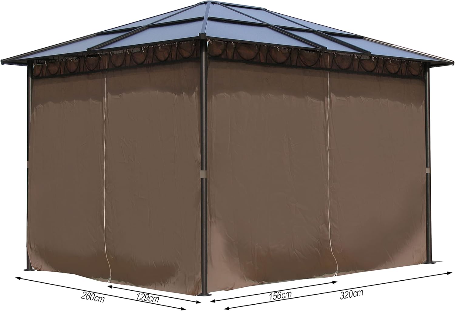 etezen - tonnelle rigide métal - 3 x 3,6 m - panneaux latéraux polycarbonate, anti-poussière