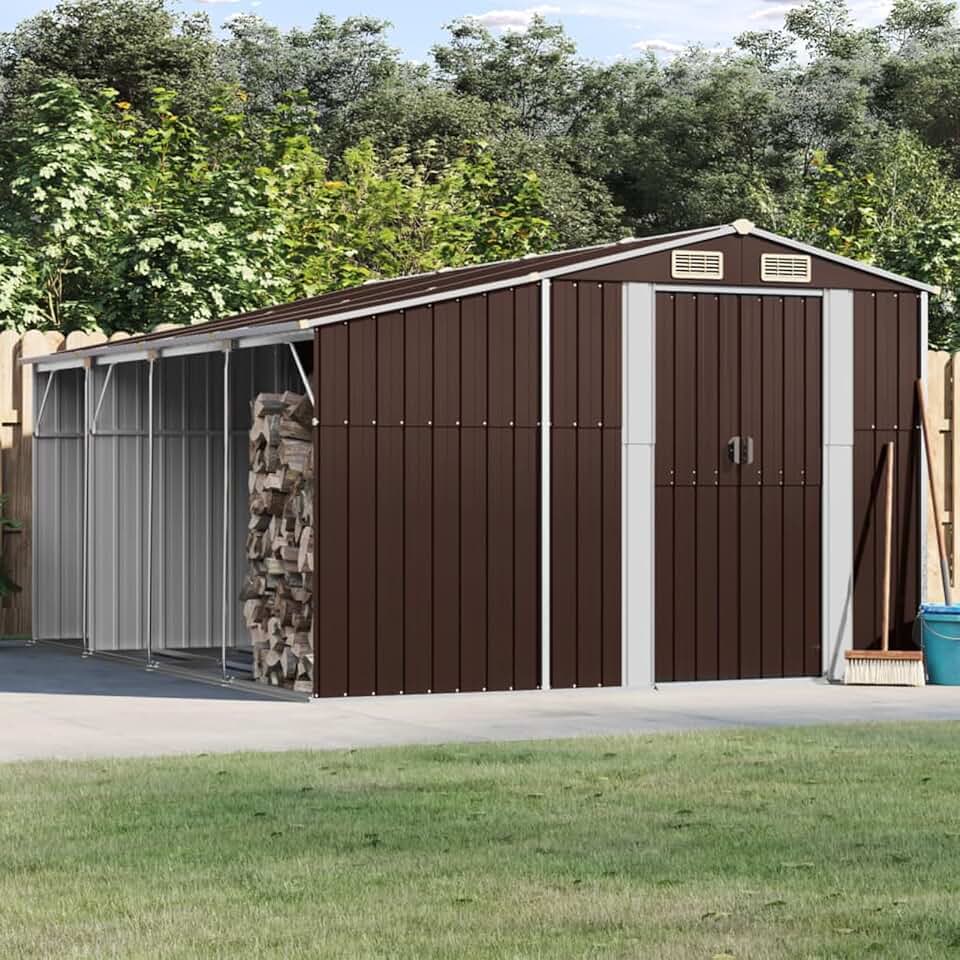etezen Abri de Jardin Marron 277x365,5x179 cm Acier galvanisé,Abris De Jardin,Abri De Stockage pour Jardin,Abri D'Outils De Jardin
