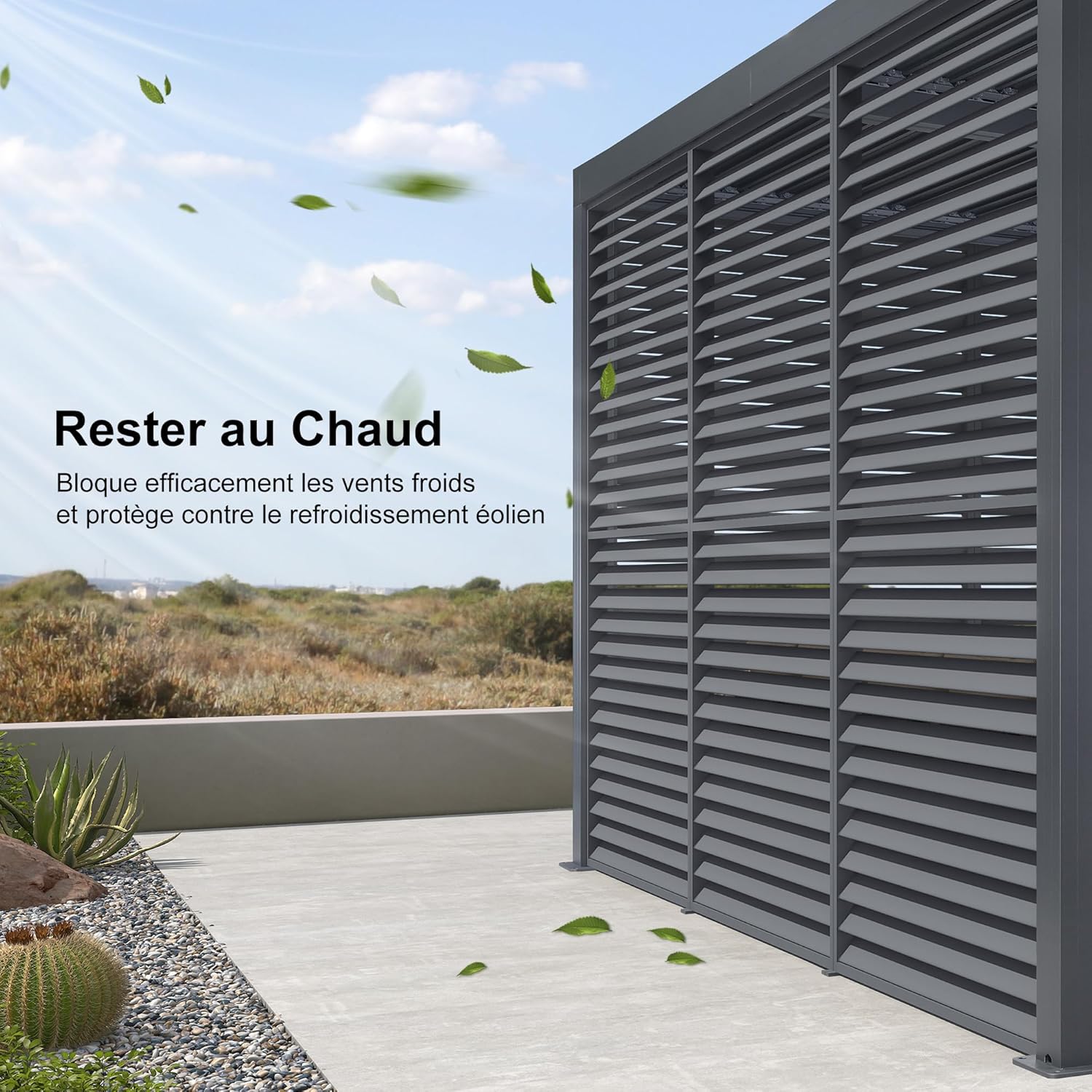 etezen - Pergola bioclimatique 4,6x3,3 m, alu, persiennes fixes