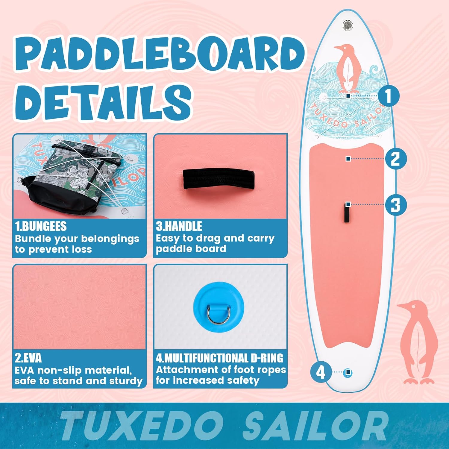 etezen - SUP gonflable adulte 320cm - stable, kit complet