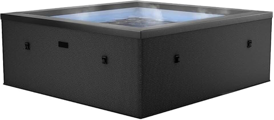 etezen - Spa - Celestia - Semi-Rigide Carré 6 Places – Construction Portable en Mousse, Chauffage intégré et Couverture économe en énergie – Volume 1100l - Ø180xH70cm - Charcoal Black