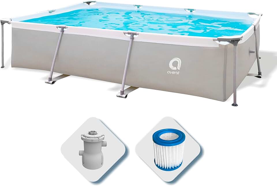 etezen - Piscine rectangulaire structurelle - gris - montage facile