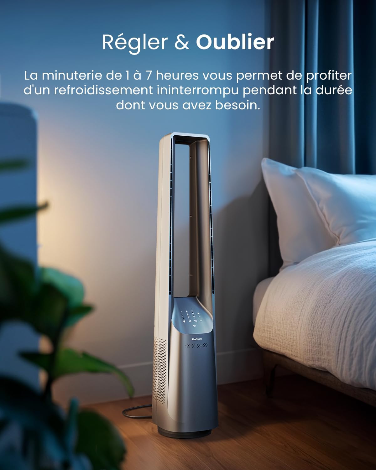 etezen - Ventilateur tour 101 cm, 6 vitesses, oscillant, silencieux