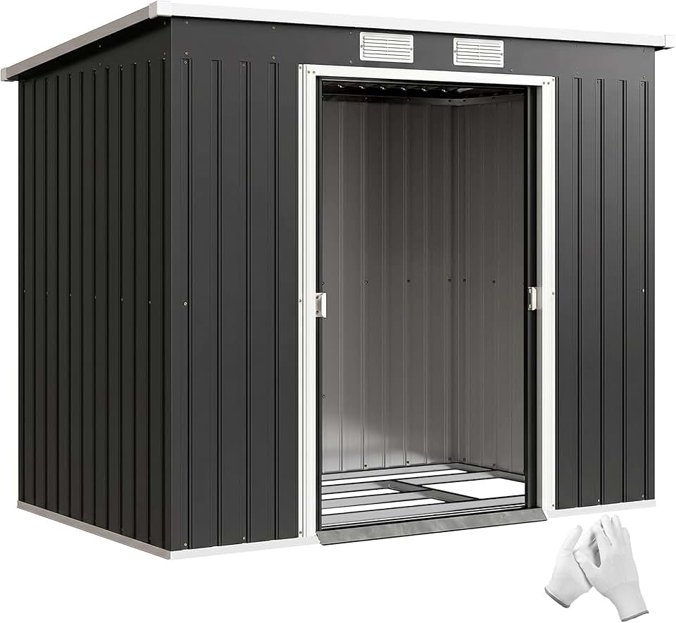 etezen - abri de jardin acier 2,77 m², 213x130x172 cm, portes verrouillables, fondation