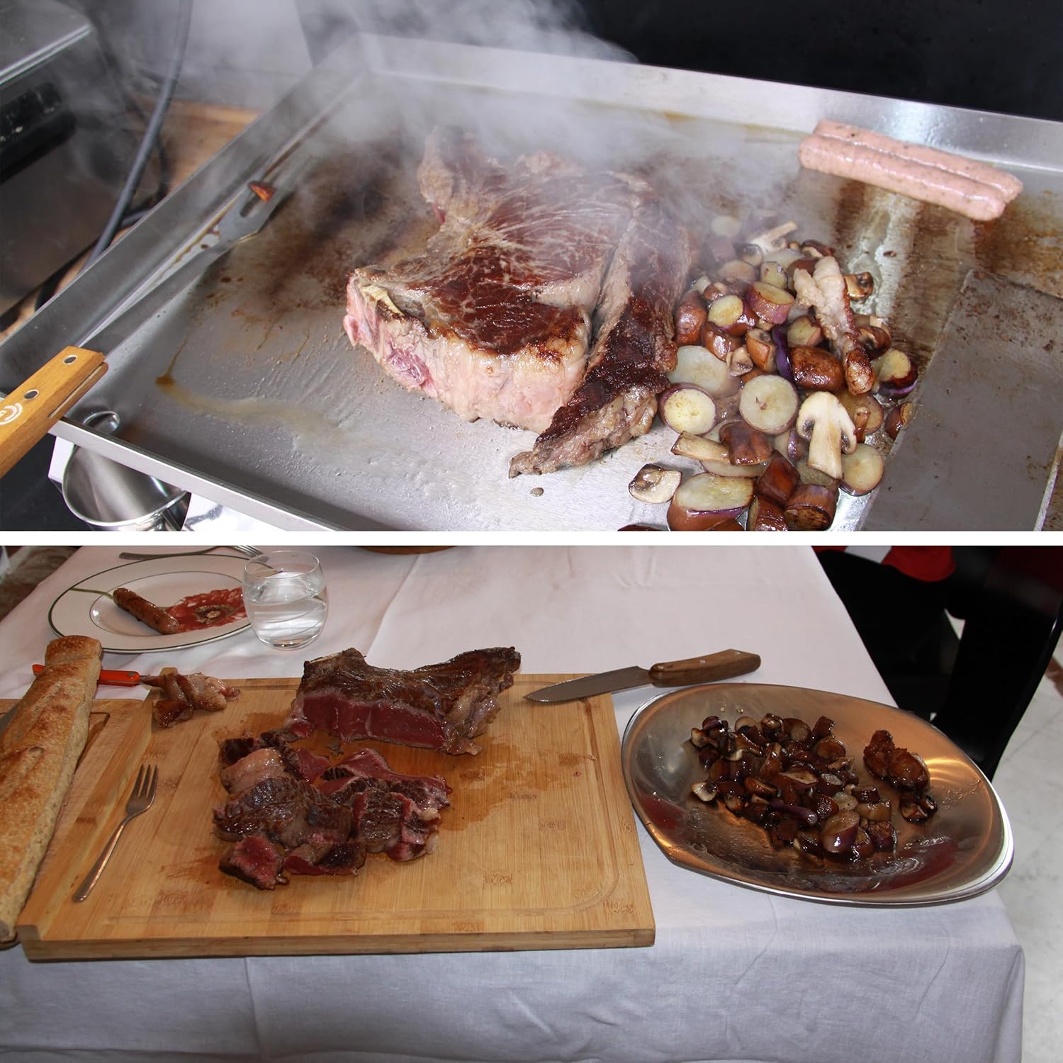 etezen - Plancha électrique 2 zones inox 3000W, 60x40cm - 8679