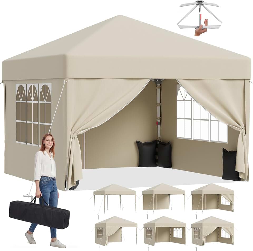 etezen - tonnelle pliante série rapide - 3x3m - montage facile, hauteur réglable, étanche, coupe-vent